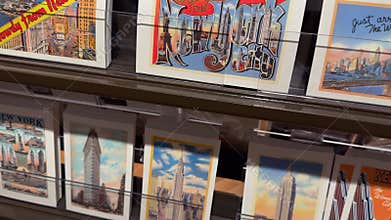A Colorful and EyeCatching Postcard Display at a Charming Gift Shop for Visitors