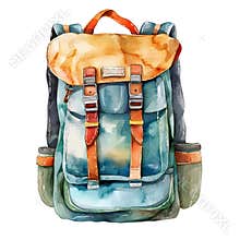 Watercolor Backpack Illustration   Adventure Travel Gear  Hiking Equipment