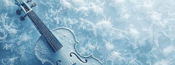 Icy violins and snow patterns in a minimalist frame