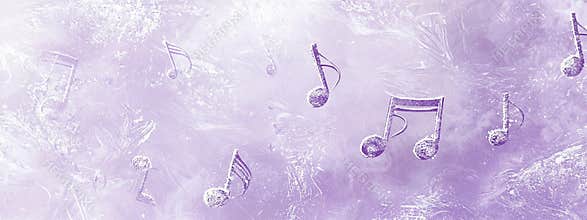 Retro musical notes border with frost and vintage effect