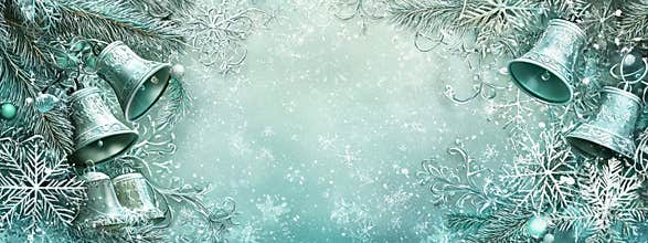Elegant winterthemed frame with icy bells and accents