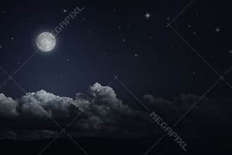 Night starry sky and moon