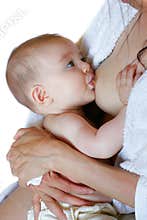 A baby breastfeeding
