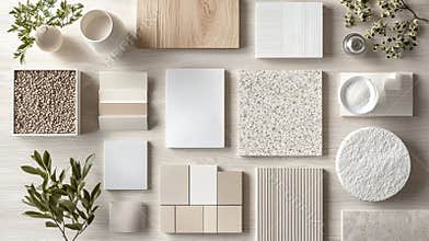The textures mood board is intended to provide architects with material samples for interior design styling and