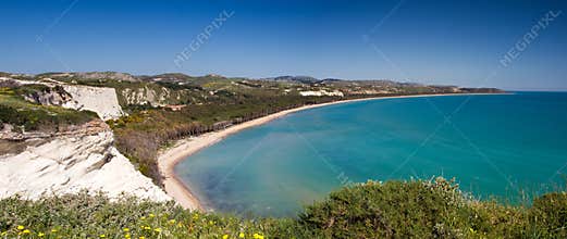 Panorama of the beach at Capo Bianco