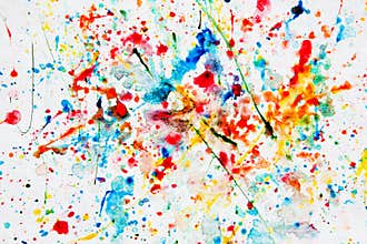 Colorful watercolor splash on white paper
