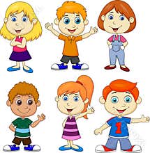 Boy and girl cartoon set