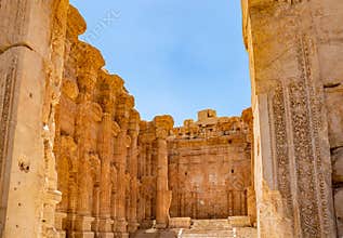 Temple of Bacchus. The ruins of the ancient city of Baalbek in Lebanon