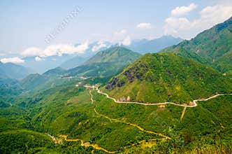 High angle winding road in mountain at sapa ,vietnam