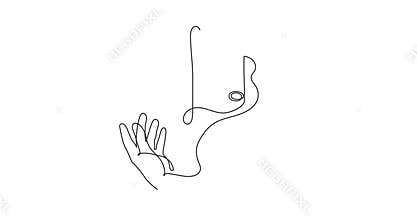 Hands hold musical treble clef one line art animation, hand drawn continuous contour motion. Artistic creative concept