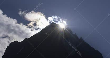 The Sun's Rise: Kailash Mountain, a Radiant Gem Illuminating the Majestic Crown of Lord Shiva