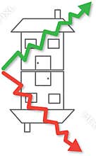 House prices rising and falling vector