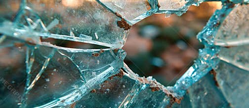 Close Up of Broken Glass Window