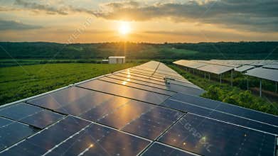 Panel solar energy photovoltaic power roof sun home cell system green house eco industry.