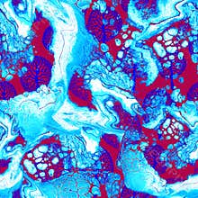 Trendy watery seamless pattern with red blue spotted.