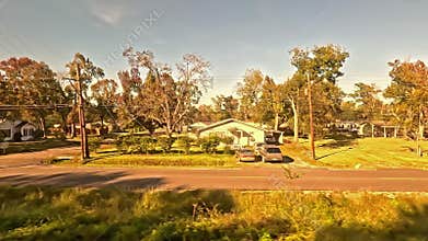 The View From a Train as it Approaches Orange in Orange County, Texas