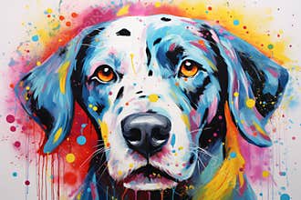 colorful dog animal portrait AI generated