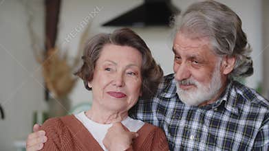 Senior, couple and old man and woman hug with love, care and support. Lovers, pensioner and elderly people enjoying