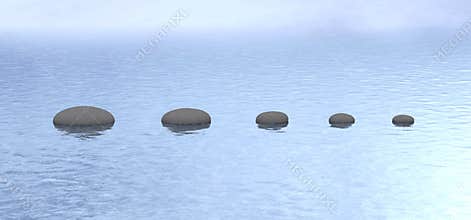 Stones path peaceful pond water