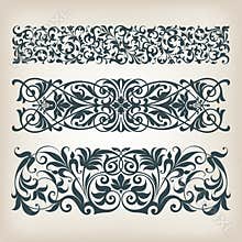 Vintage set border frame ornate scroll calligraphy vector
