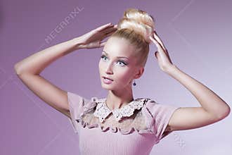 Girl looking like Barbie doll