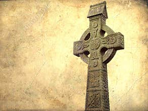 Celtic cross isolated on a grunge textured background