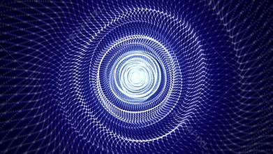 Seamless loop animation of abstract blue tunnel made of moving waves of energy
