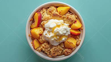 Delicious Peach Cobbler Dessert with Whipped Cream
