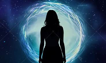 Silhouette of Person Surrounded by Cosmic Aura