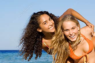 Diverse, women, fun at beach