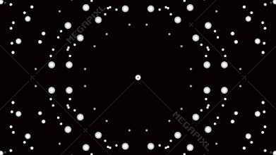 Kaleidoscope of different sized white circles. Motion Graphics,