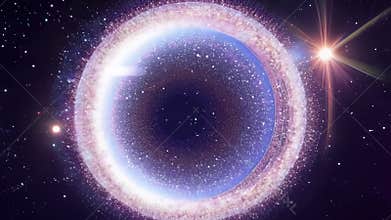 Universes within universes as shimmering circles overlap and expand in a hypnotic trance..