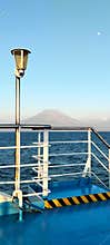 Enjoy the morning with the beautiful view of Mount Agung on the ship