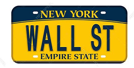 Wall Street Licence Plate. A New York State license plate