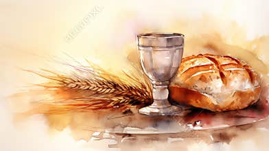 Christian religion, communion is holy sacrament where bread symbolizes body of Jesus Christ and wine represents his blood,