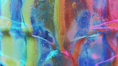 Wet glitter spill ink drip neon light color fluid