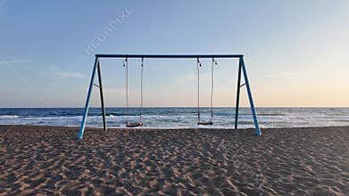 Couple of swings on a beach at Dalaman village, Turkiye