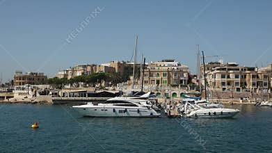 A Majestic View of Valletta&#x27;s Fortifications From the Grand Harbour. Valletta, the Capital City of Malta. The