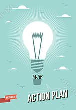 Web marketing action plan light bulb illustration