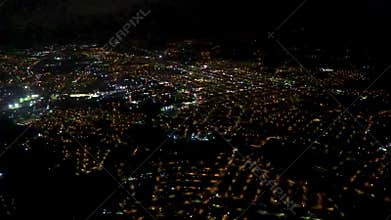 Flight take off landing airplane over city night Costa Rica