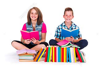 Students reading books