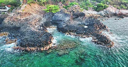 Aerial view of Giant\'s Causeway in Phu Yen, Vietnam