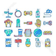 dog shop accessories icon hand drawn
