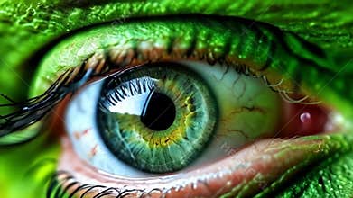 Close-Up of Mystical Green Eyes: The Path of Centuries and Sacred Knowledge