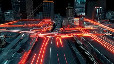 Smart city and wireless communication network concept. Digital network connection lines. Internet of Things and