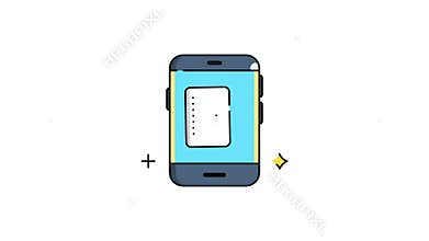 Black smartphone with blue screen displaying document