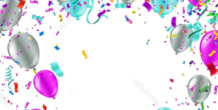 Party balloons Funky Hipster Party Tinsel Vector Foil Confetti Cool Foil Border Fireworks Explosion, Blast, Burst, New Year,
