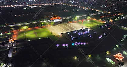 Aerial view of Hue City at night, Vietnam.