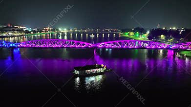 Aerial view of Hue City at night, Vietnam.