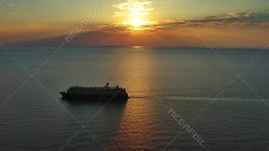 Cruise ship during sunset